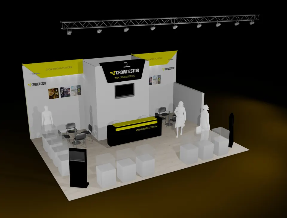 CROWDESTOR stand sketch, 2019. Exhibition stand design sketch by EVENT MORE
