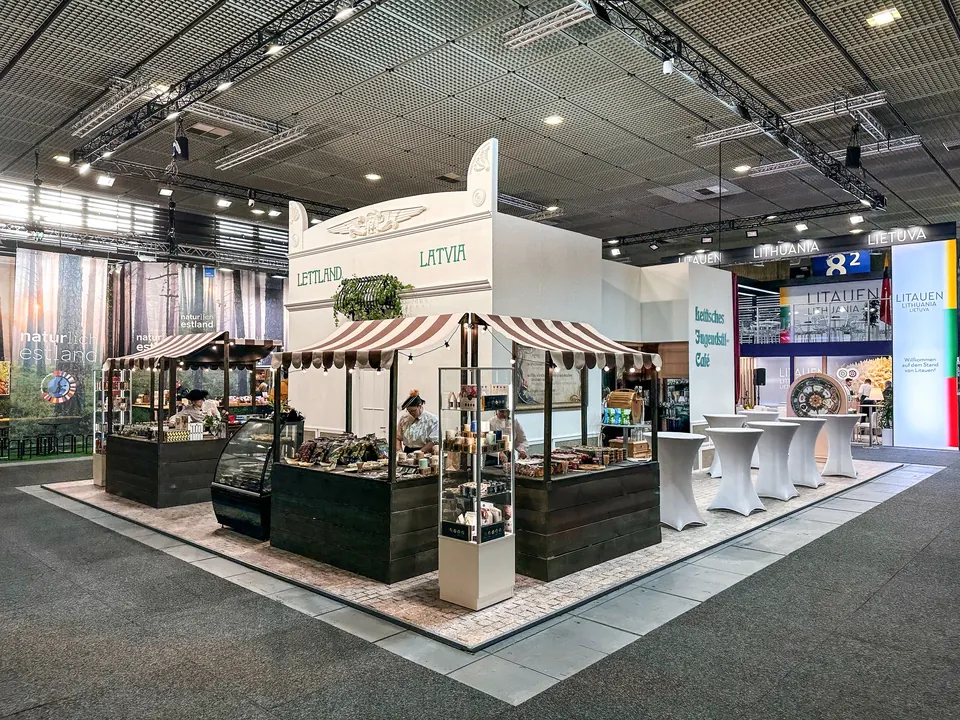 Latvian Ministry of Agriculture stand at IGW Berlin, Germany 2024. Exhibition stand design, production and installation by EVENT MORE