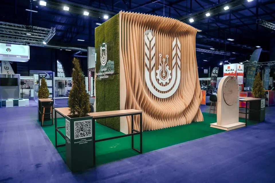 LBTU exhibition stand at SKOLA, Ķīpsala, Latvia 2023/2024. Exhibition stand design, production and installation by EVENT MORE