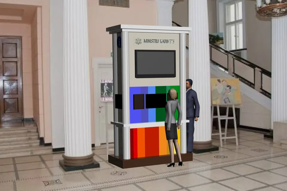 Cabinet of Ministers interactive stand sketch, Latvia. Exhibition stand design sketch by EVENT MORE