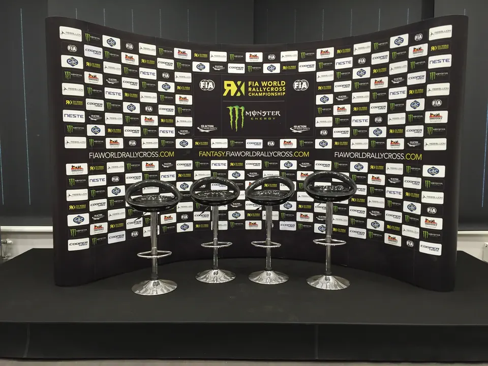 World RX rallycross press wall, Latvia 2017. Decoration and display production and installation by EVENT MORE