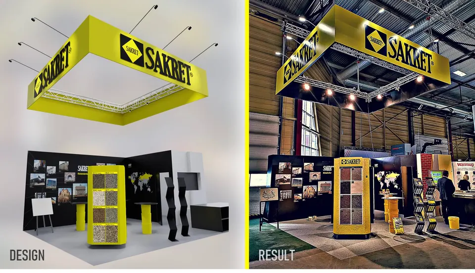 SAKRET stand, Latvia 2019. Exhibition stand design, production and installation by EVENT MORE