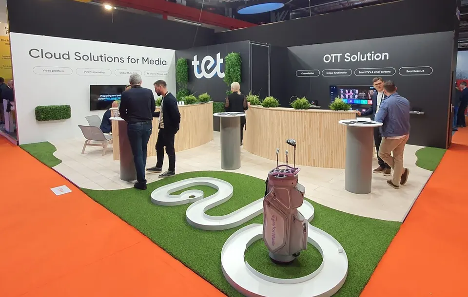 TET stand at IBC 2022, Netherlands. Exhibition stand design, production and installation by EVENT MORE