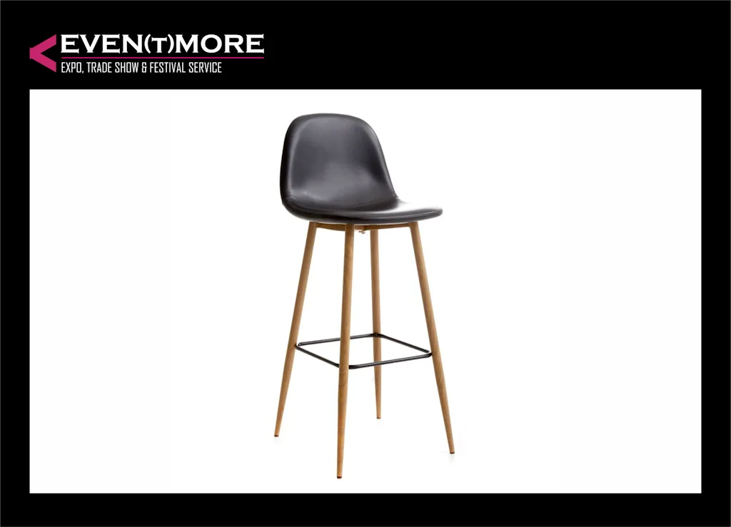 Bar stool, black with wood-look legs