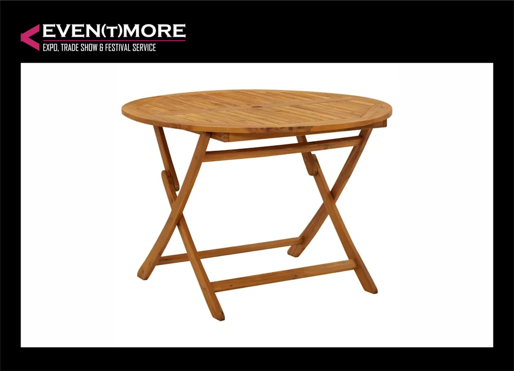 Folding round garden table